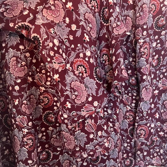 Ann Taylor Loft Purple Spring Floral Print Top Ruffle Long Sleeve, Medium - Picture 5 of 9